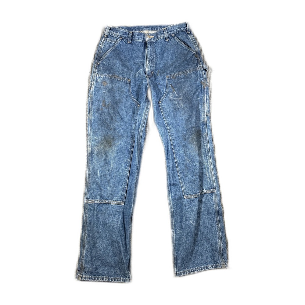 Carhartt B73-DST Double Front Logger Dungaree Jeans Blue Denim Mens 34x34 Loose
